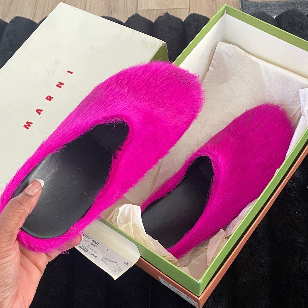 Marni Fuchsia Fur Women's Slippers